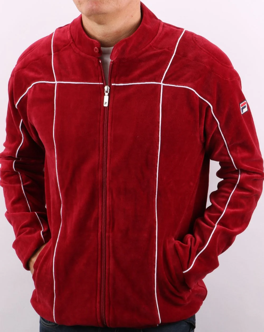 Fila Vintage Terrinda Velour Track Top Deep Red/white - Image 4