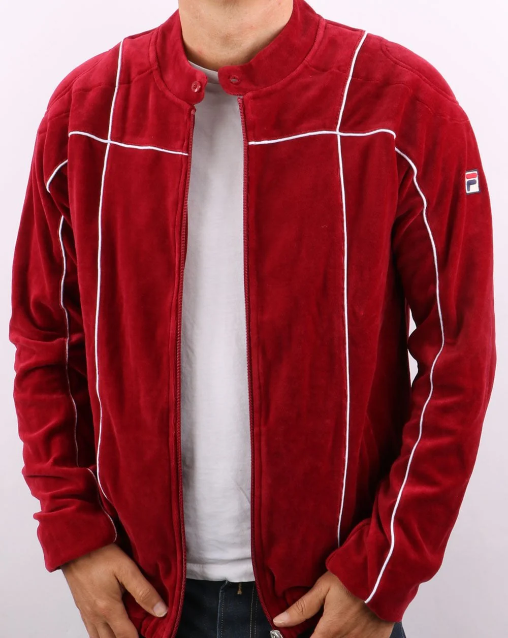 Fila Vintage Terrinda Velour Track Top Deep Red/white - Image 5