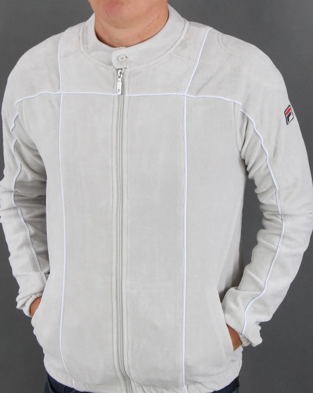 Fila Vintage Terrinda Velour Track Top Grey - Image 3