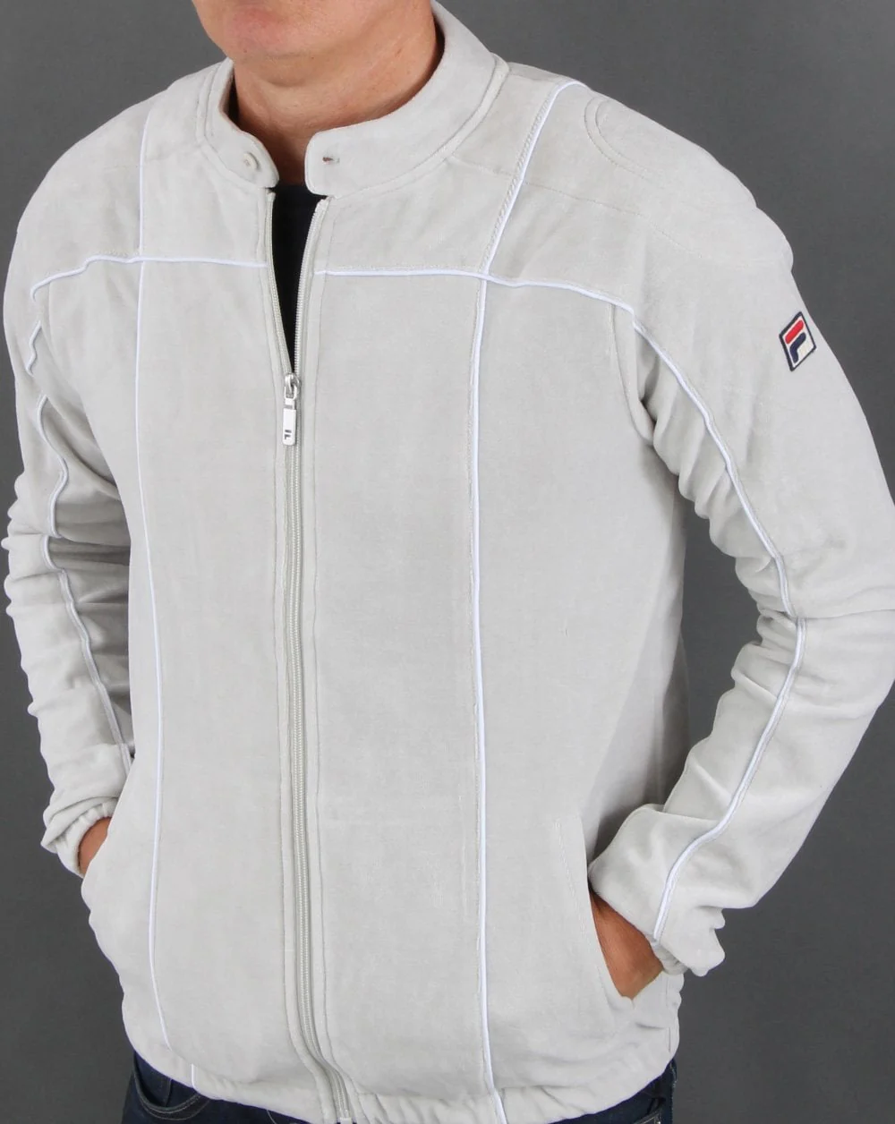 Fila Vintage Terrinda Velour Track Top Grey - Image 4
