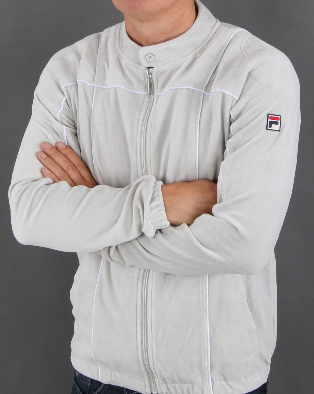 Fila Vintage Terrinda Velour Track Top Grey - Image 5