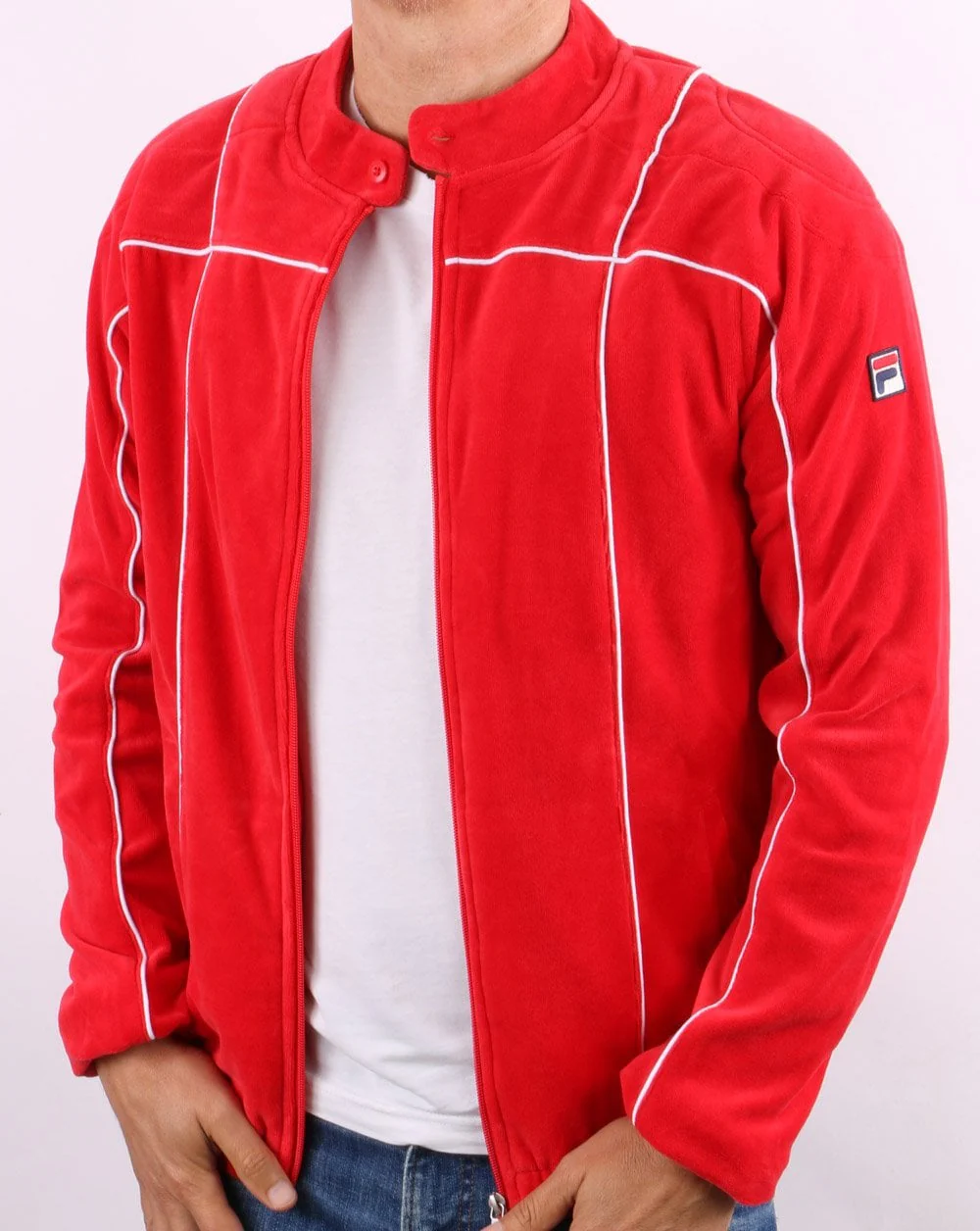 Fila Vintage Terrinda Velour Track Top Red - Image 3