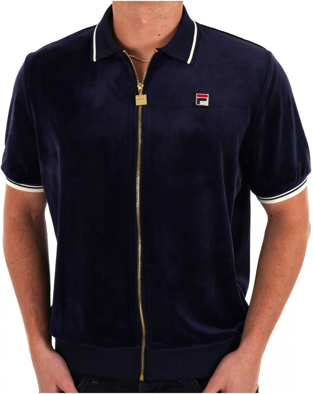 Fila Vintage Terry FZ Velour Polo Navy