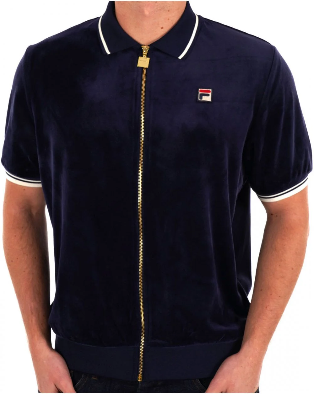 Fila Vintage Terry FZ Velour Polo Navy - Image 3