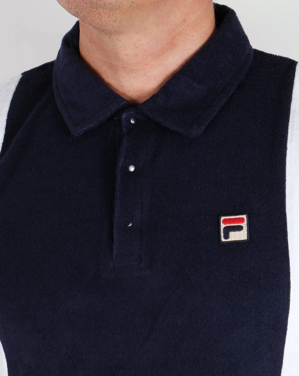 Fila Vintage Terry Polo Shirt Navy/White/Red - Image 2