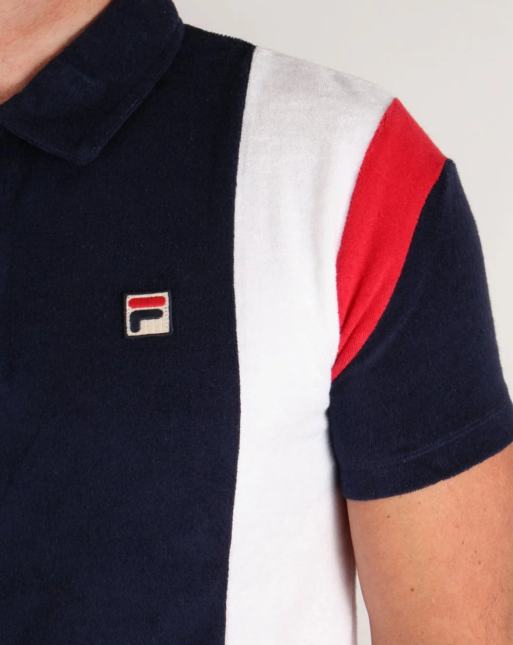 Fila Vintage Terry Polo Shirt Navy/White/Red - Image 3