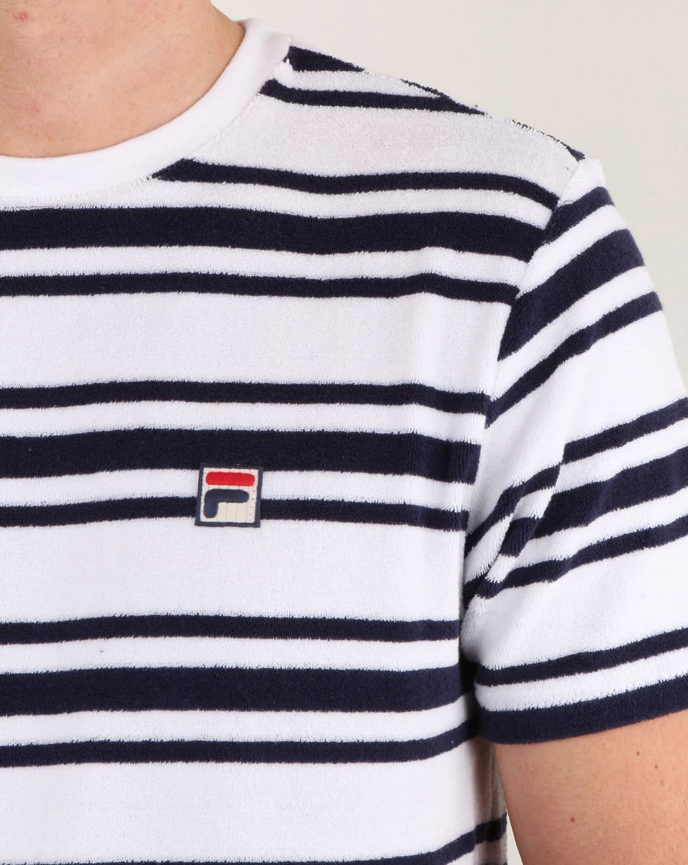 Fila Vintage Terry Style Stripe T Shirt White - Image 2