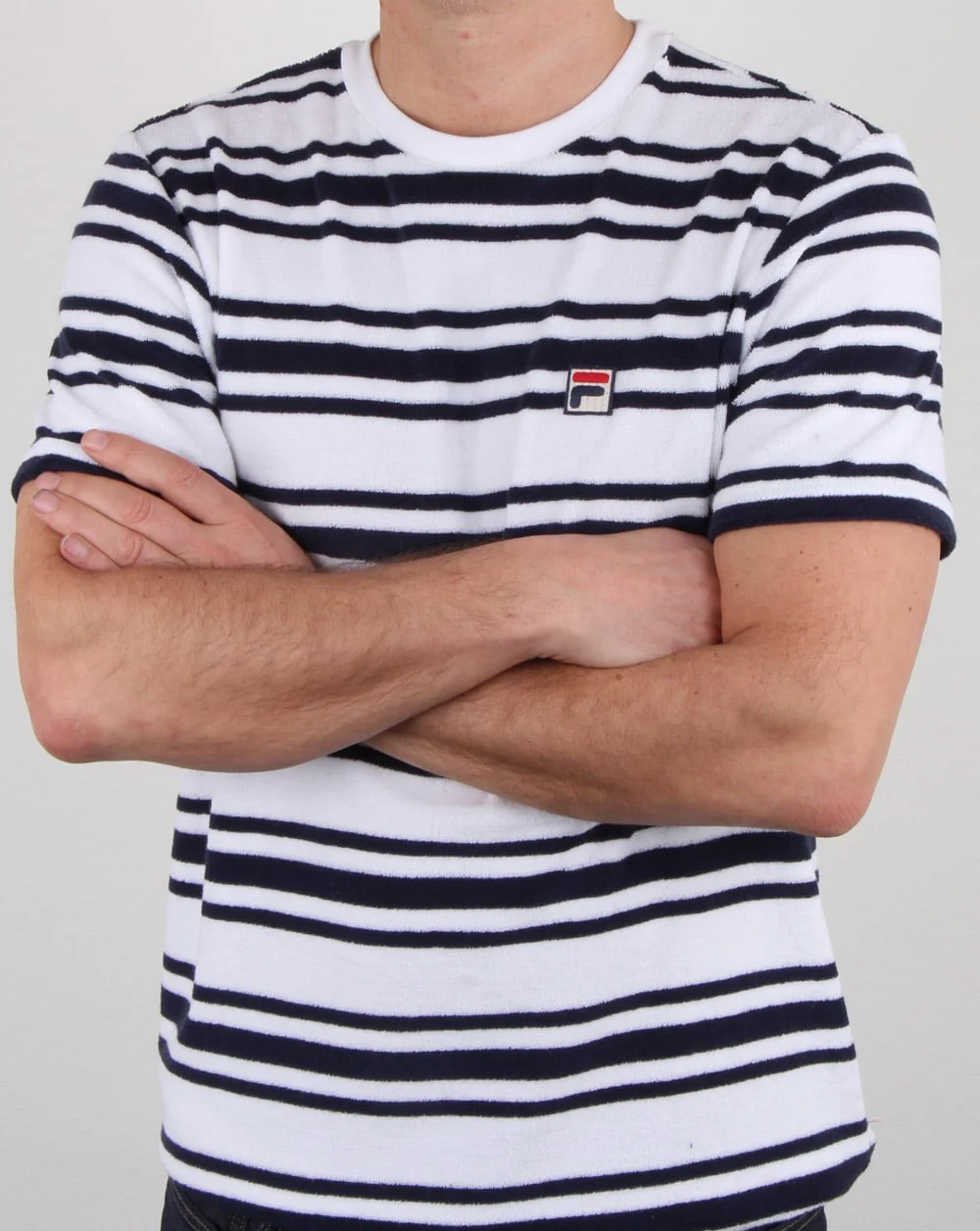 Fila Vintage Terry Style Stripe T Shirt White - Image 3
