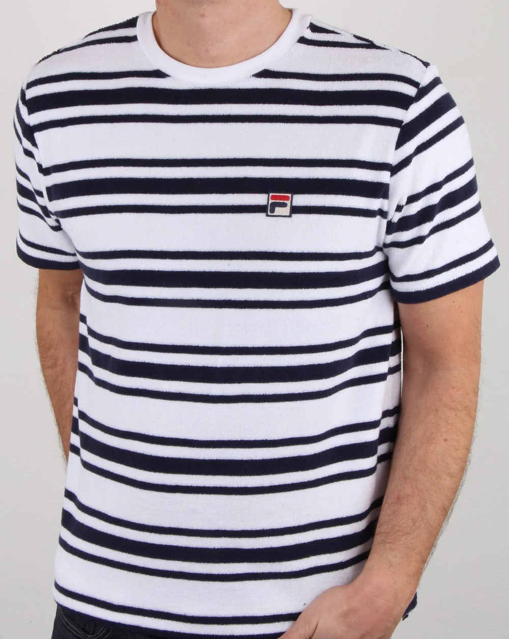 Fila Vintage Terry Style Stripe T Shirt White - Image 4