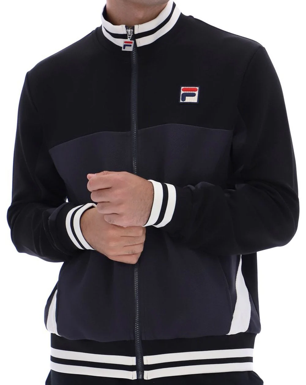 Fila Vintage Tiebreaker Track Top Black Charcoal