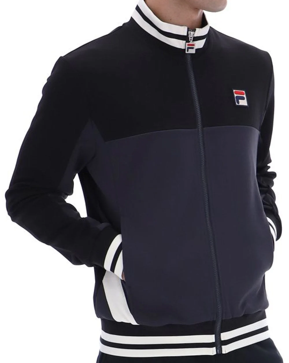 Fila Vintage Tiebreaker Track Top Black Charcoal - Image 3