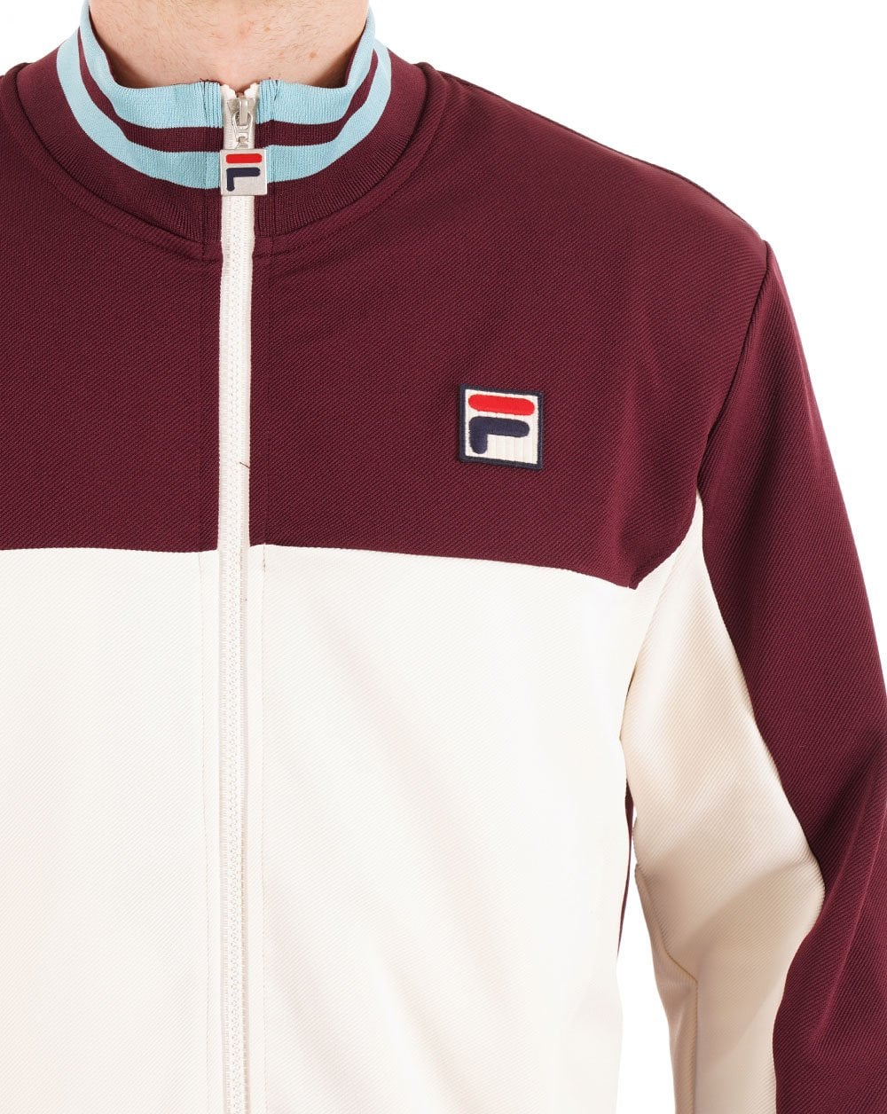 Fila Vintage Tiebreaker Track Top Dark Claret Gardenia - Image 2
