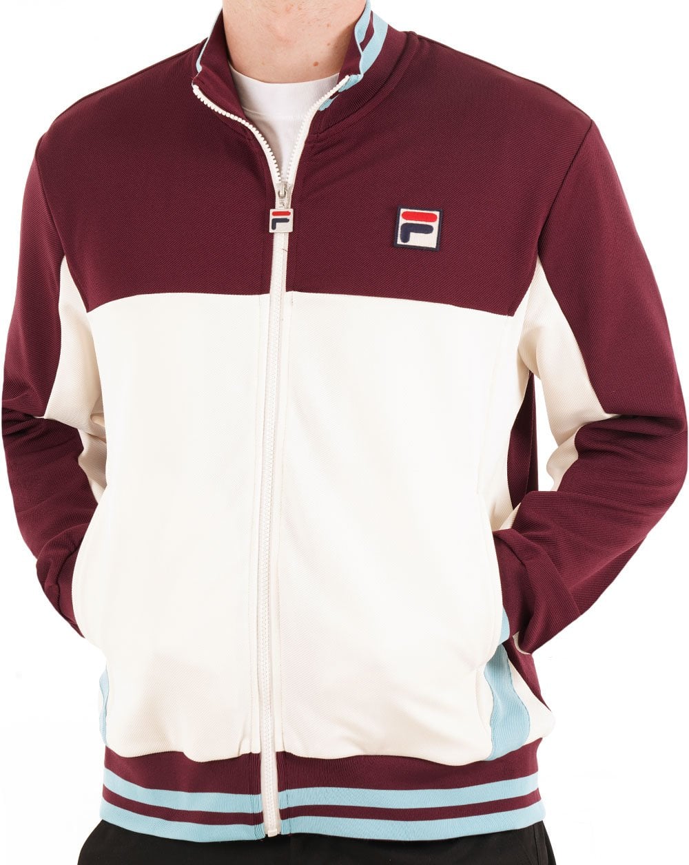 Fila Vintage Tiebreaker Track Top Dark Claret Gardenia - Image 3