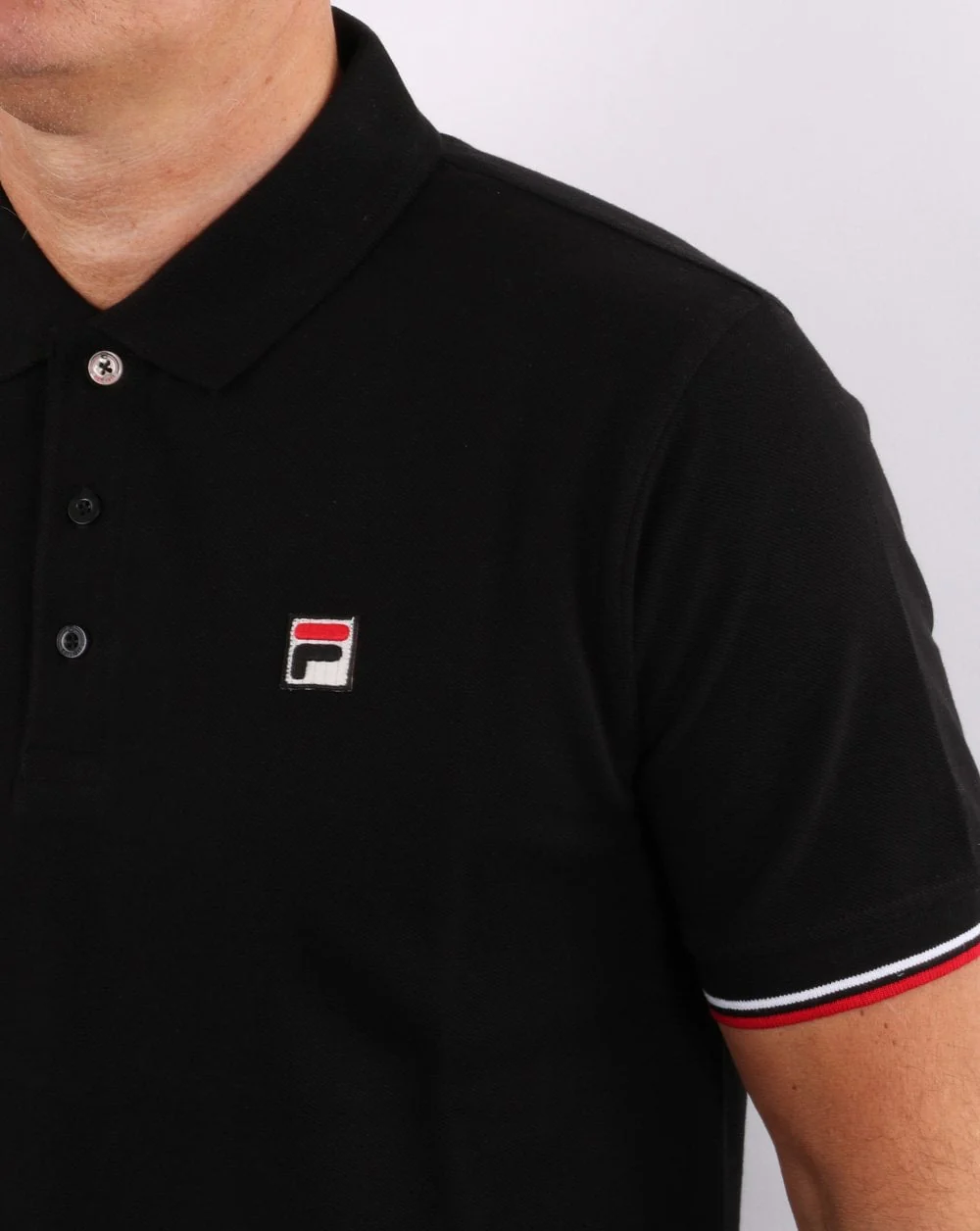 Fila Vintage Tipped Cuff Polo Shirt Black - Image 2
