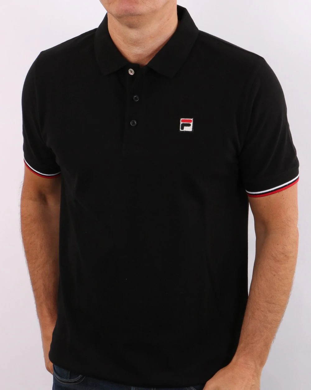 Fila Vintage Tipped Cuff Polo Shirt Black - Image 4