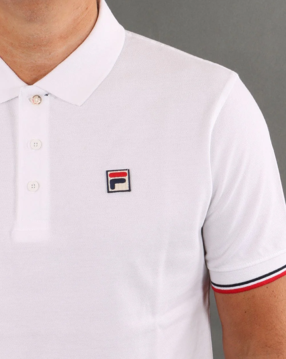 Fila Vintage Tipped Cuff Polo Shirt White - Image 2