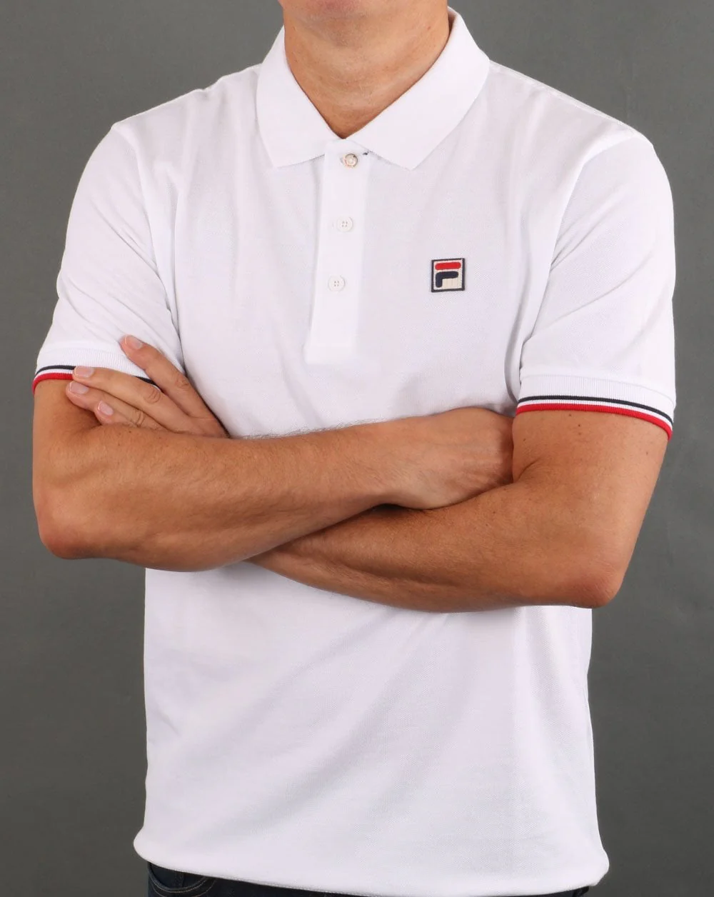 Fila Vintage Tipped Cuff Polo Shirt White - Image 3
