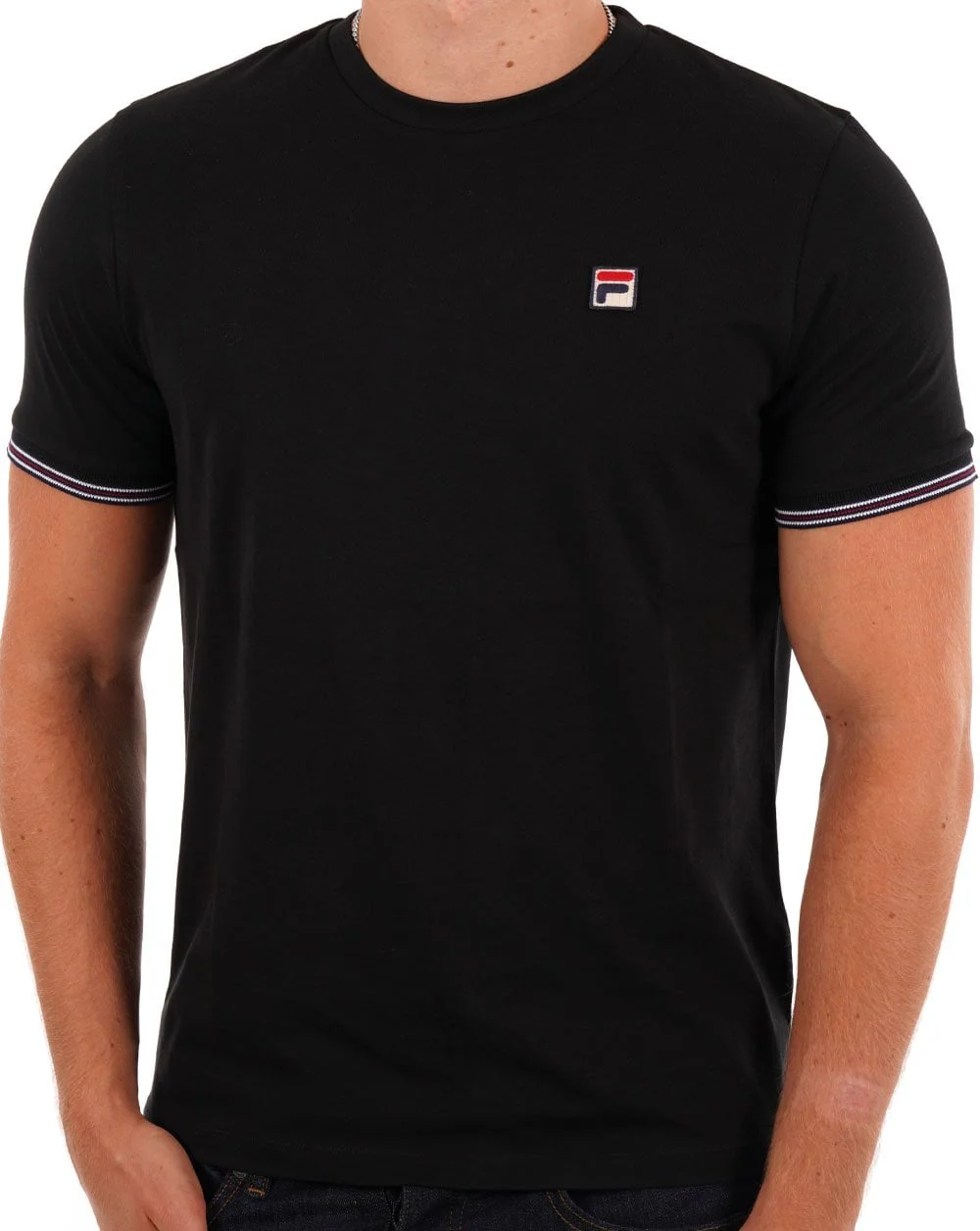 Fila Vintage Tipped Cuff T Shirt Black