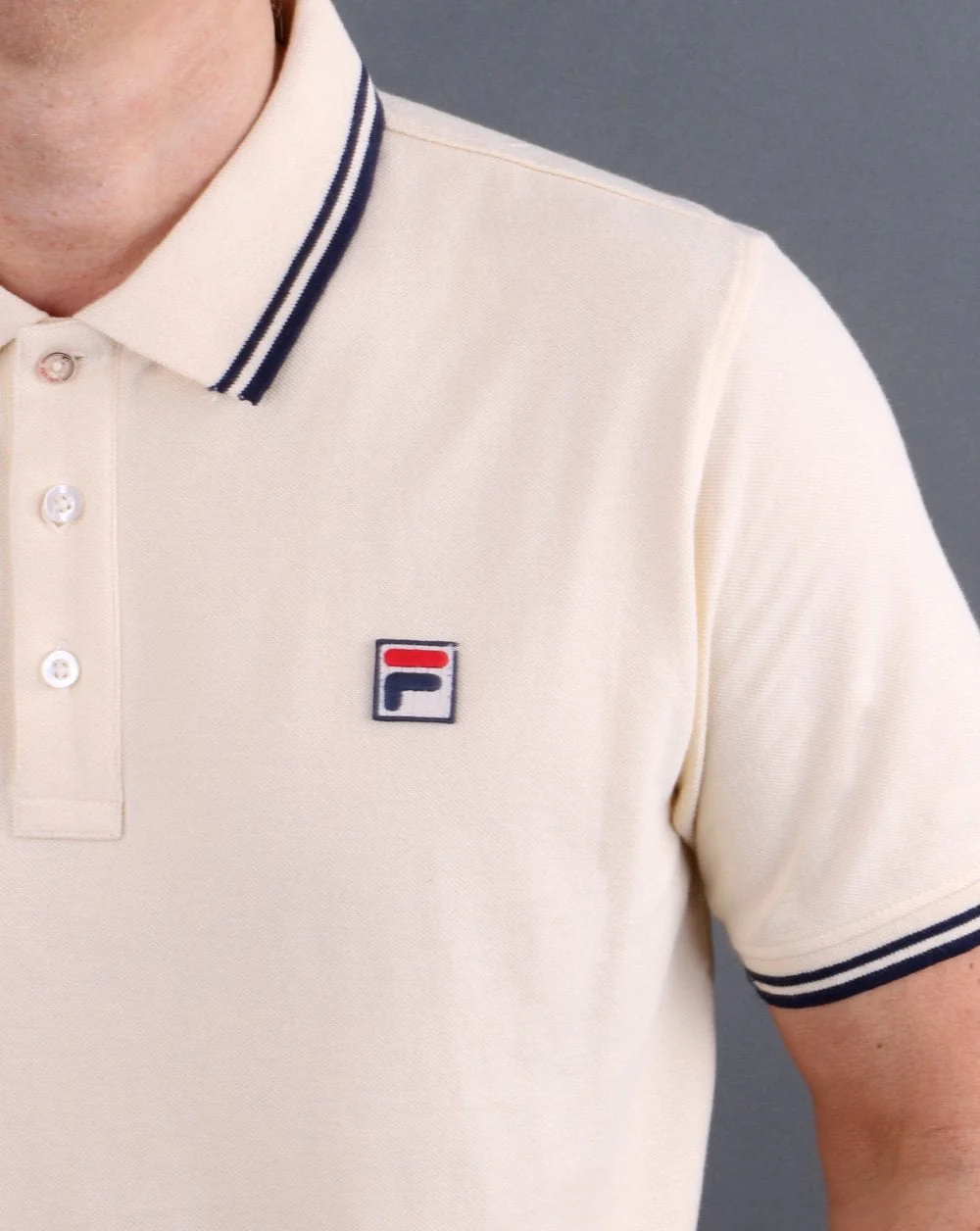Fila Vintage Tipped Polo Shirt Cream - Image 2
