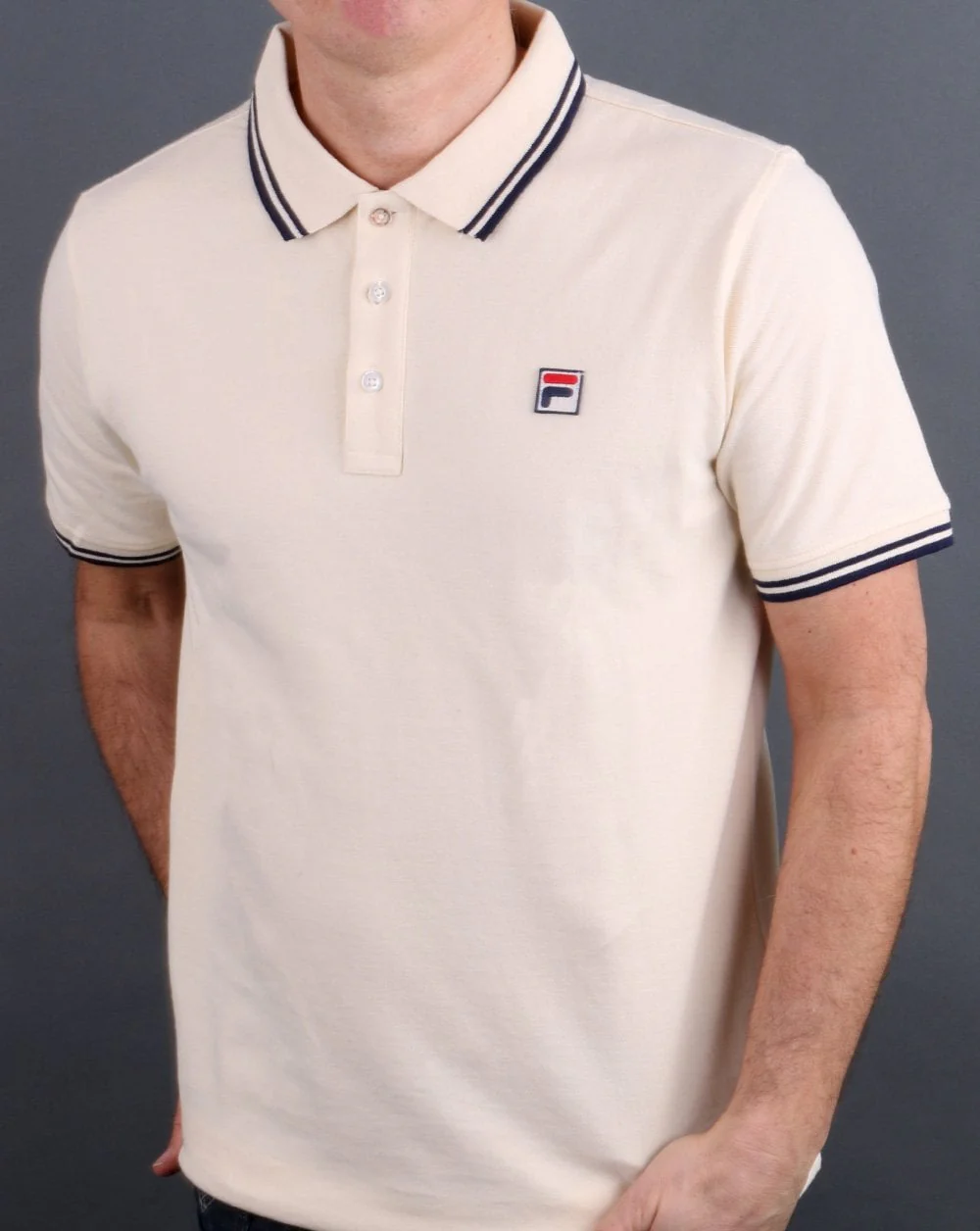 Fila Vintage Tipped Polo Shirt Cream - Image 3