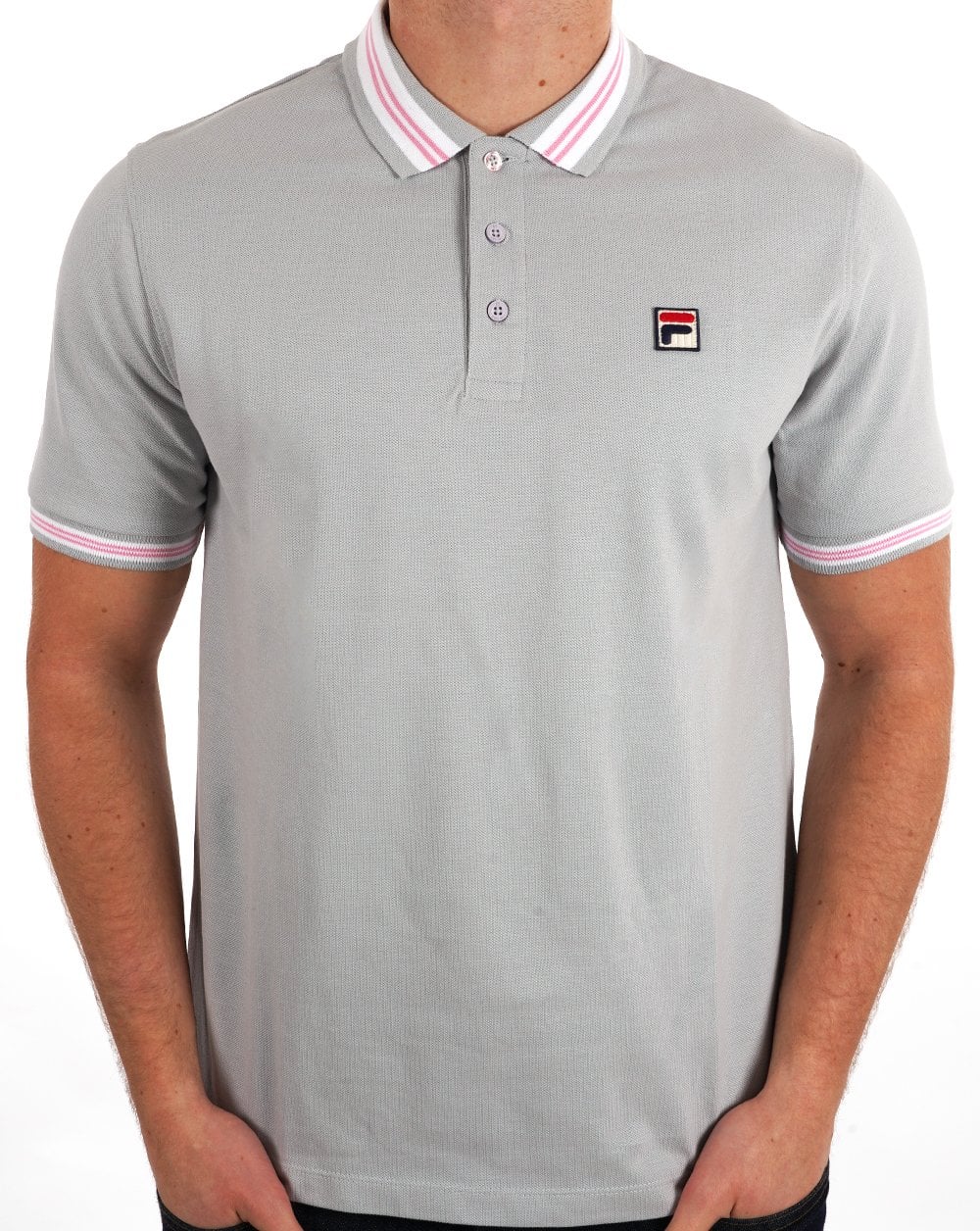 Fila Vintage Tipped Polo Shirt Grey