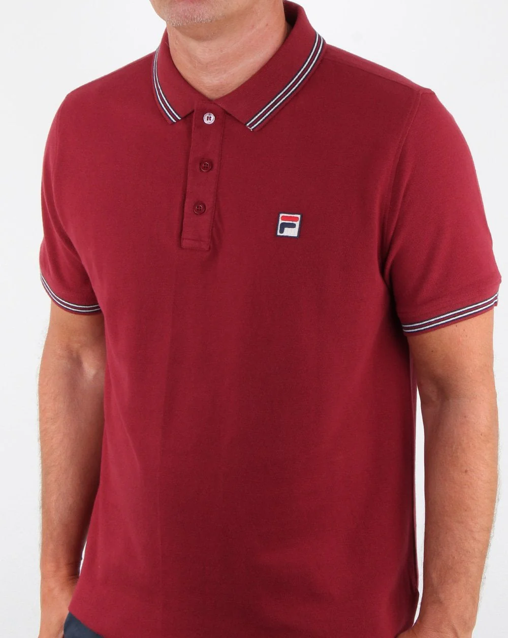Fila Vintage Tipped Polo Shirt Tibetan Red