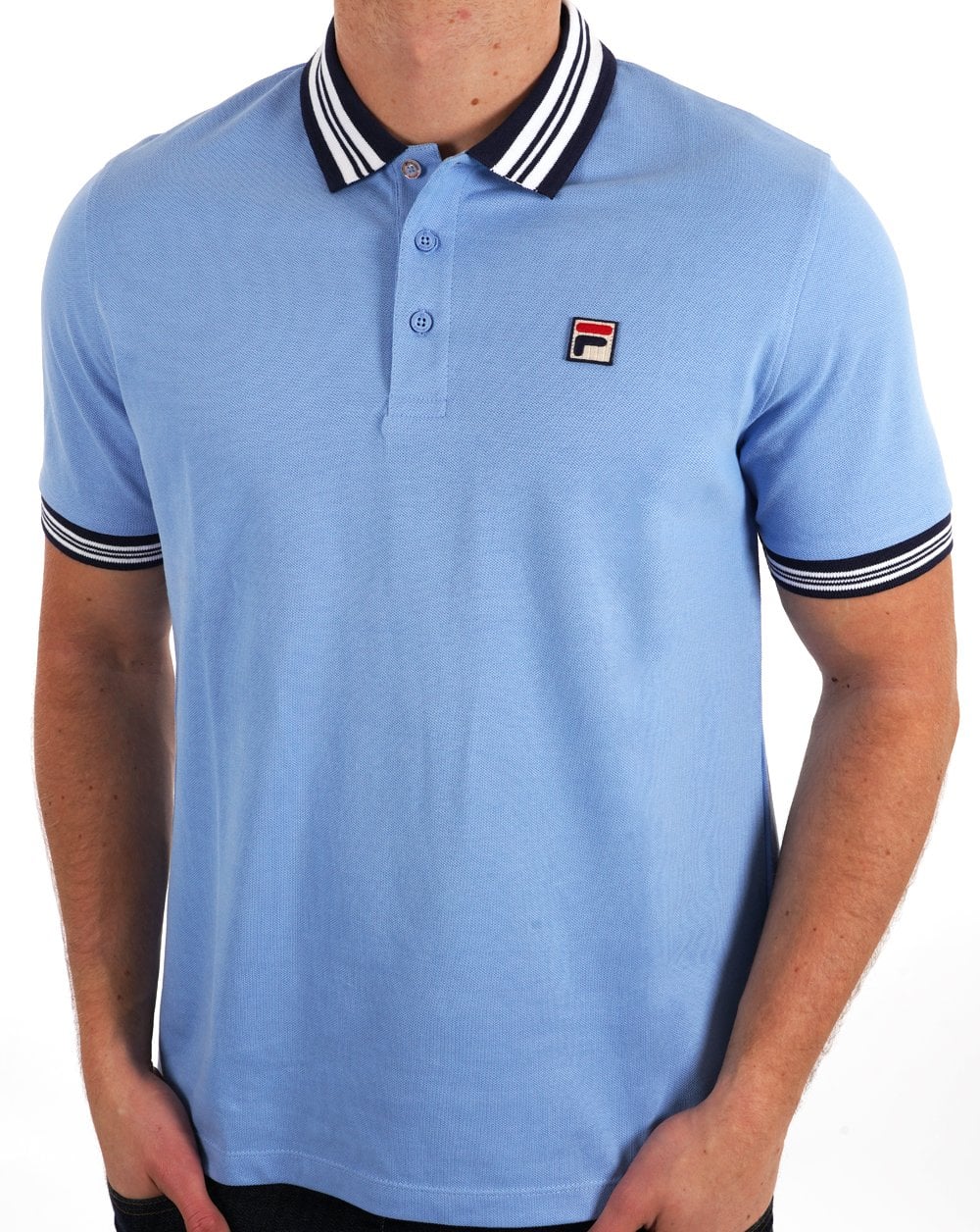 Fila Vintage Tipped Polo Shirt Vista Blue - Image 3