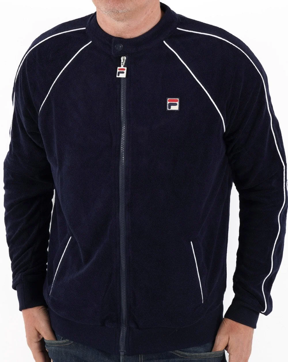 Fila Vintage Towelling Track Top Navy - Image 2