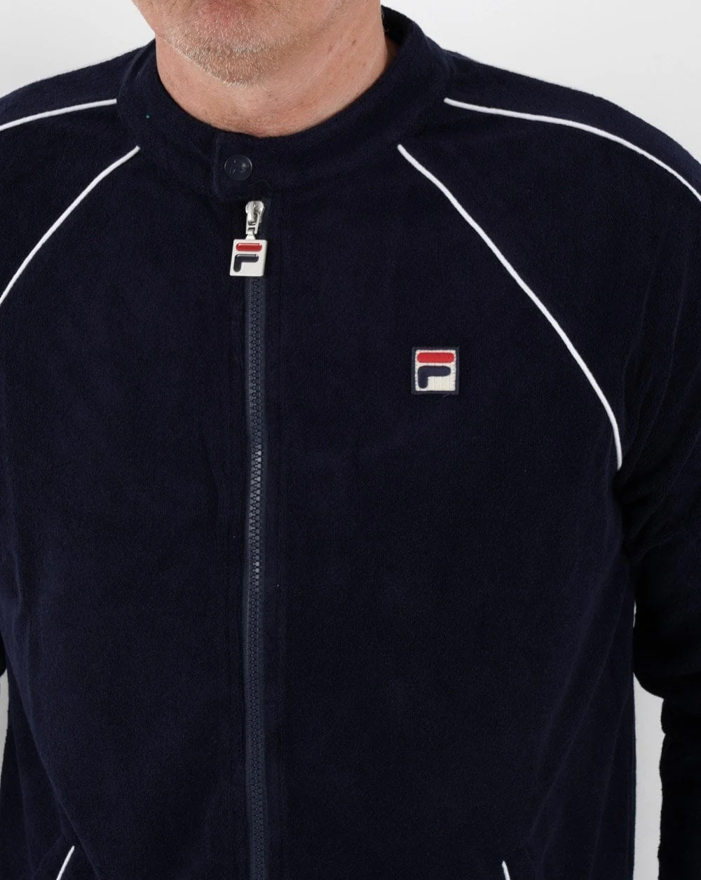 Fila Vintage Towelling Track Top Navy - Image 3