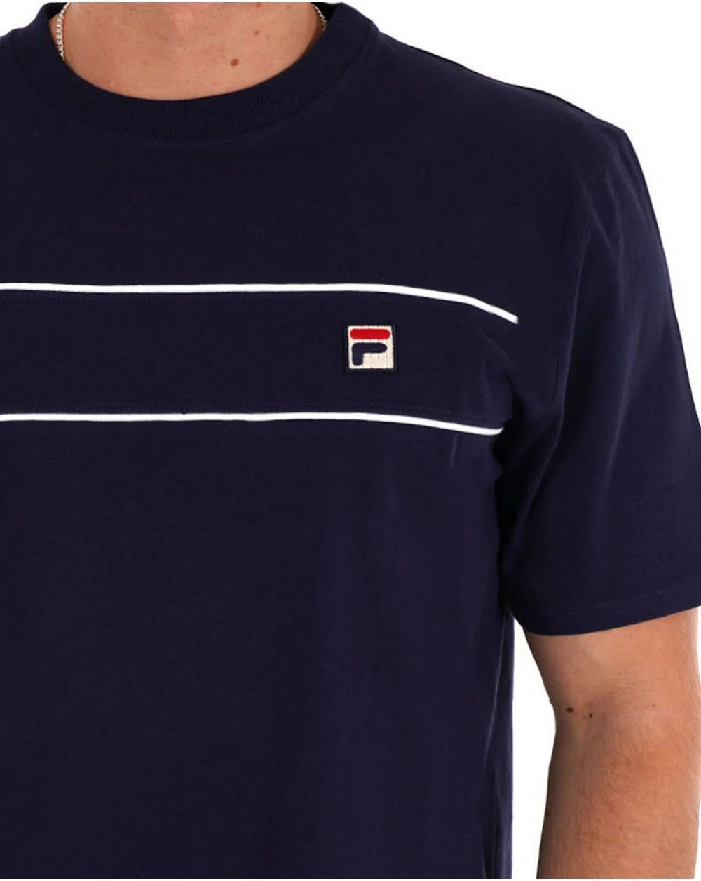 Fila Vintage Tris T Shirt Navy White - Image 2