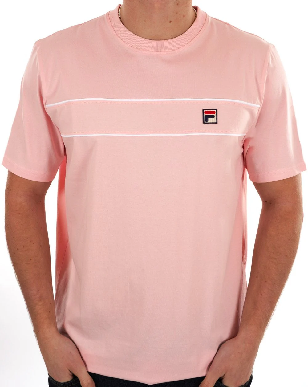 Fila Vintage Tris T Shirt Pink Chalk/White