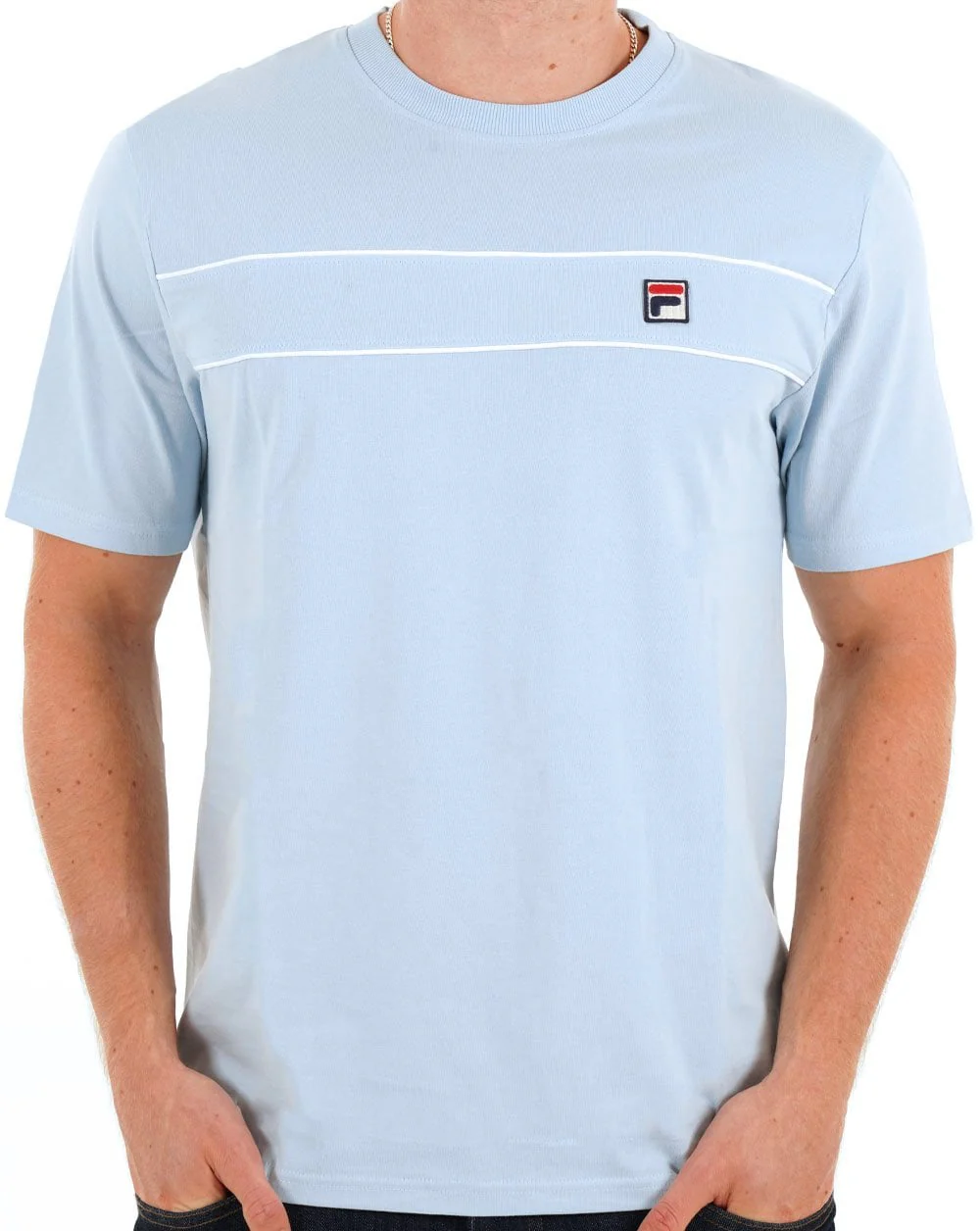 Fila Vintage Tris T Shirt Sky Blue/White - Image 3