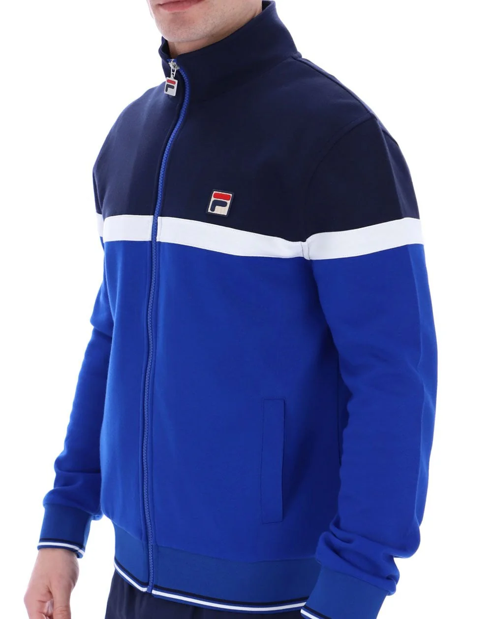 Fila Vintage Umar Track Top Royal Navy White - Image 2