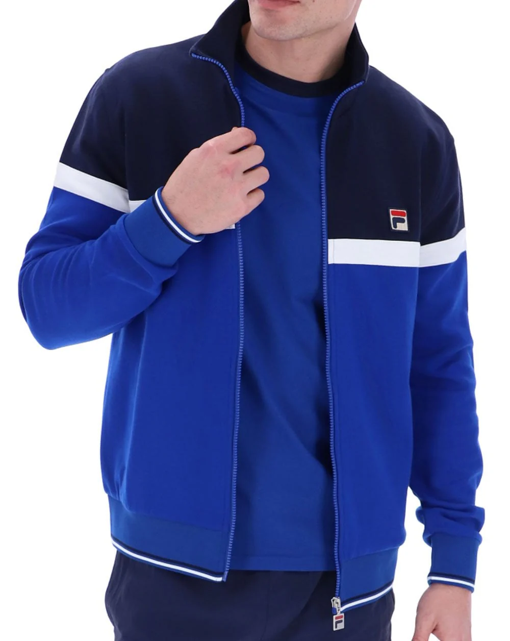 Fila Vintage Umar Track Top Royal Navy White - Image 3