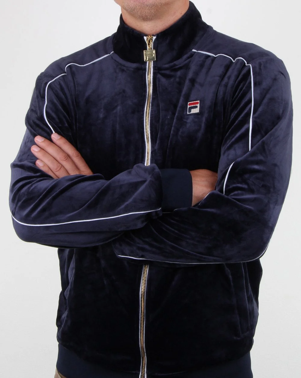 Fila Vintage Velour Piped Track Top Navy