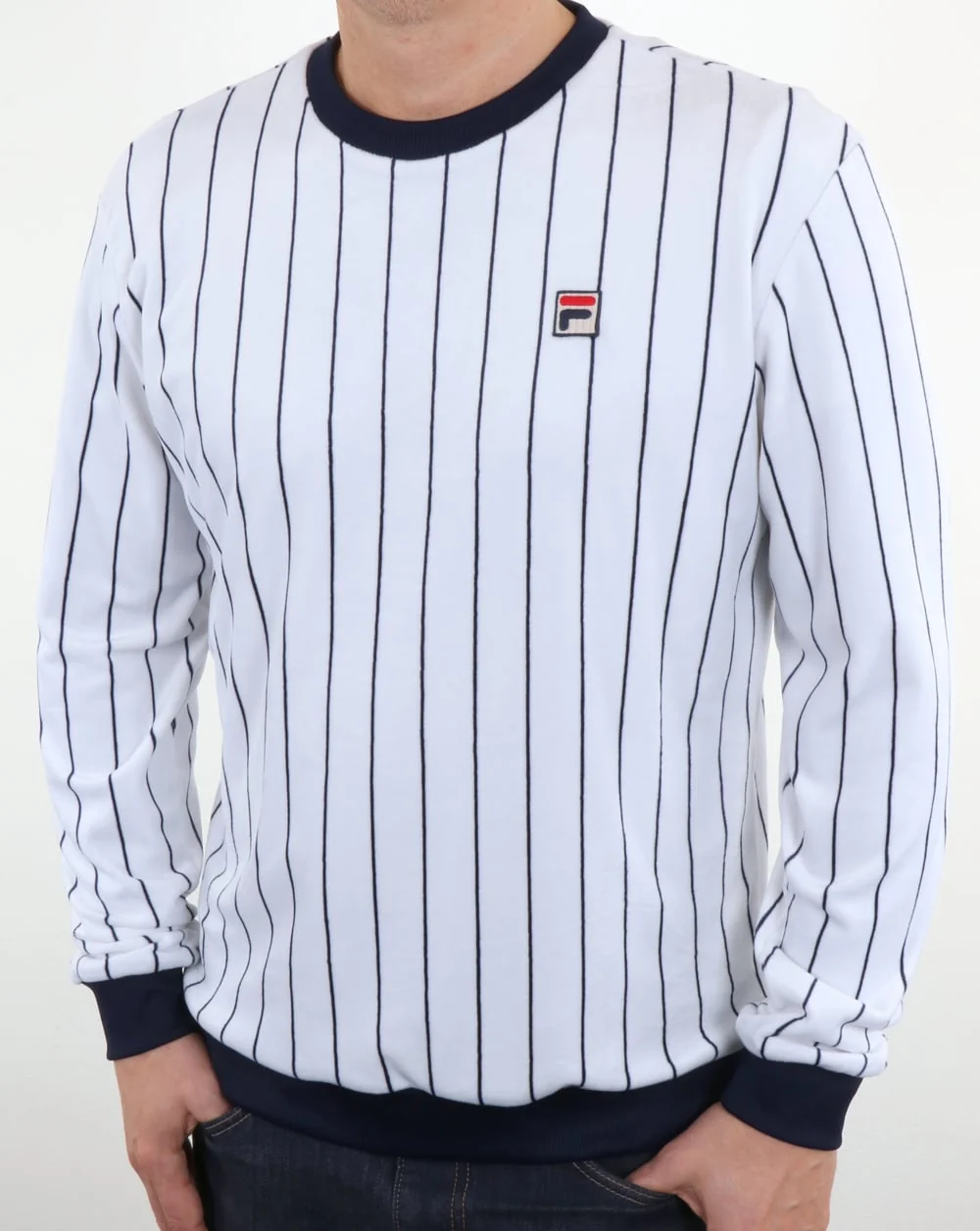 Fila Vintage Velour Stripe Sweat Top White