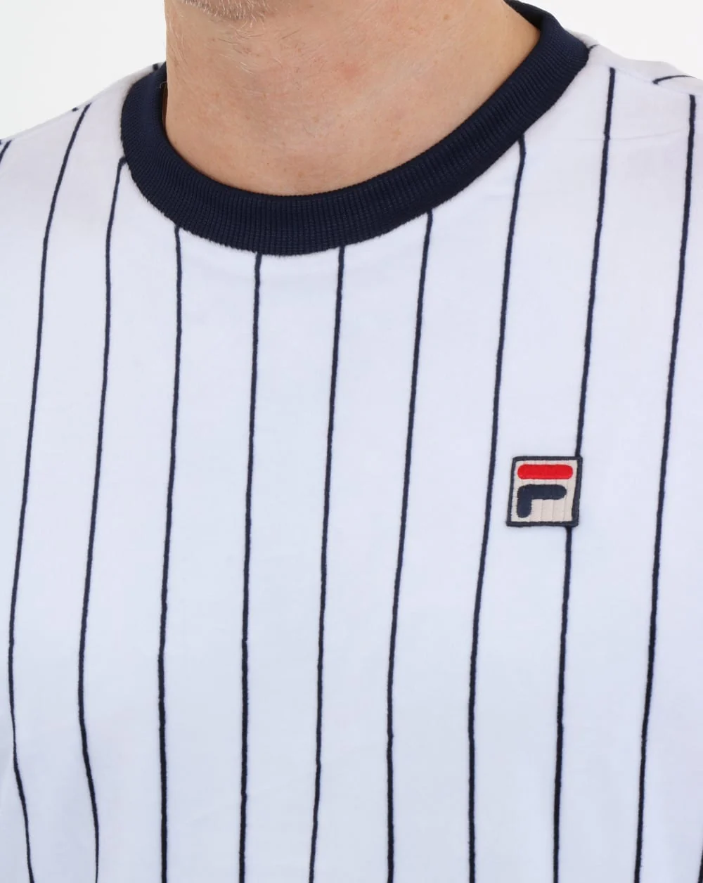 Fila Vintage Velour Stripe Sweat Top White - Image 3