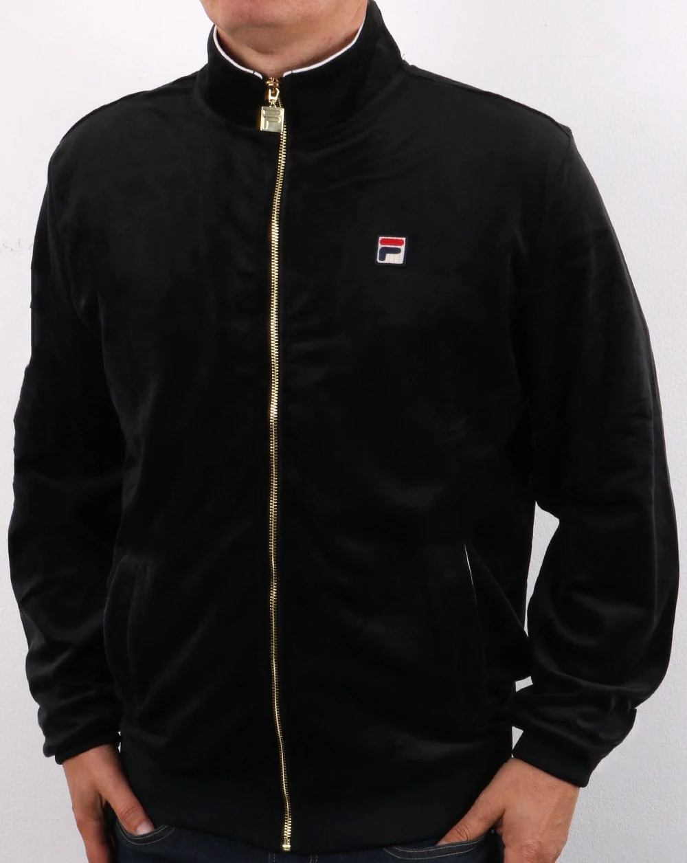 Fila Vintage Velour Track Top Black - Image 2