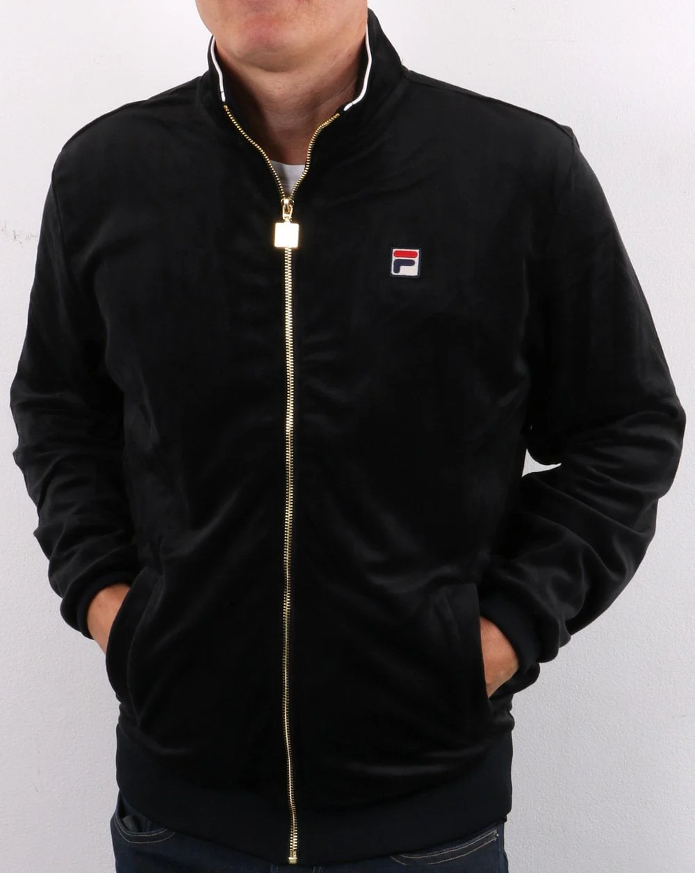 Fila Vintage Velour Track Top Black - Image 4