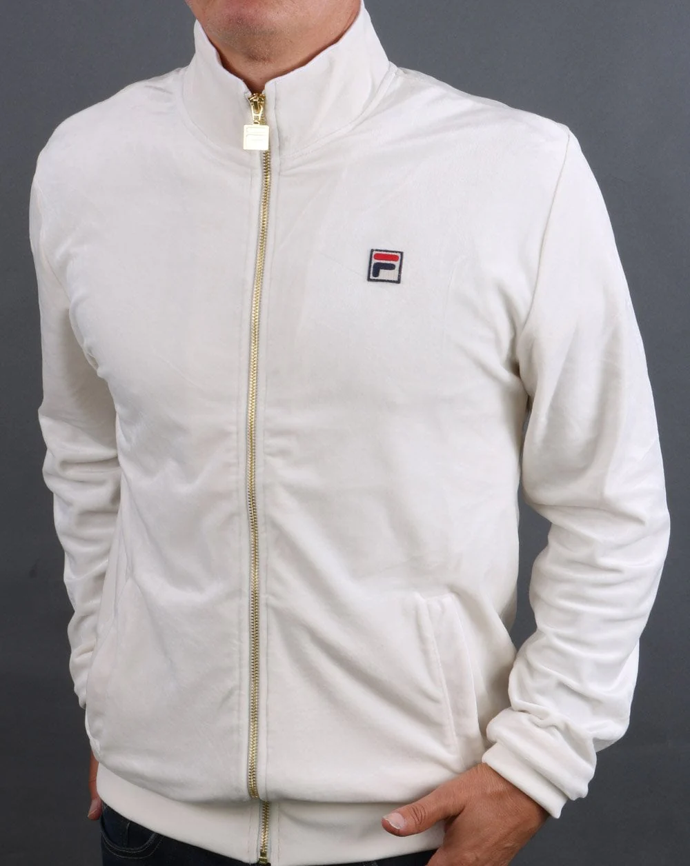 Fila Vintage Velour Track Top Cream - Image 3