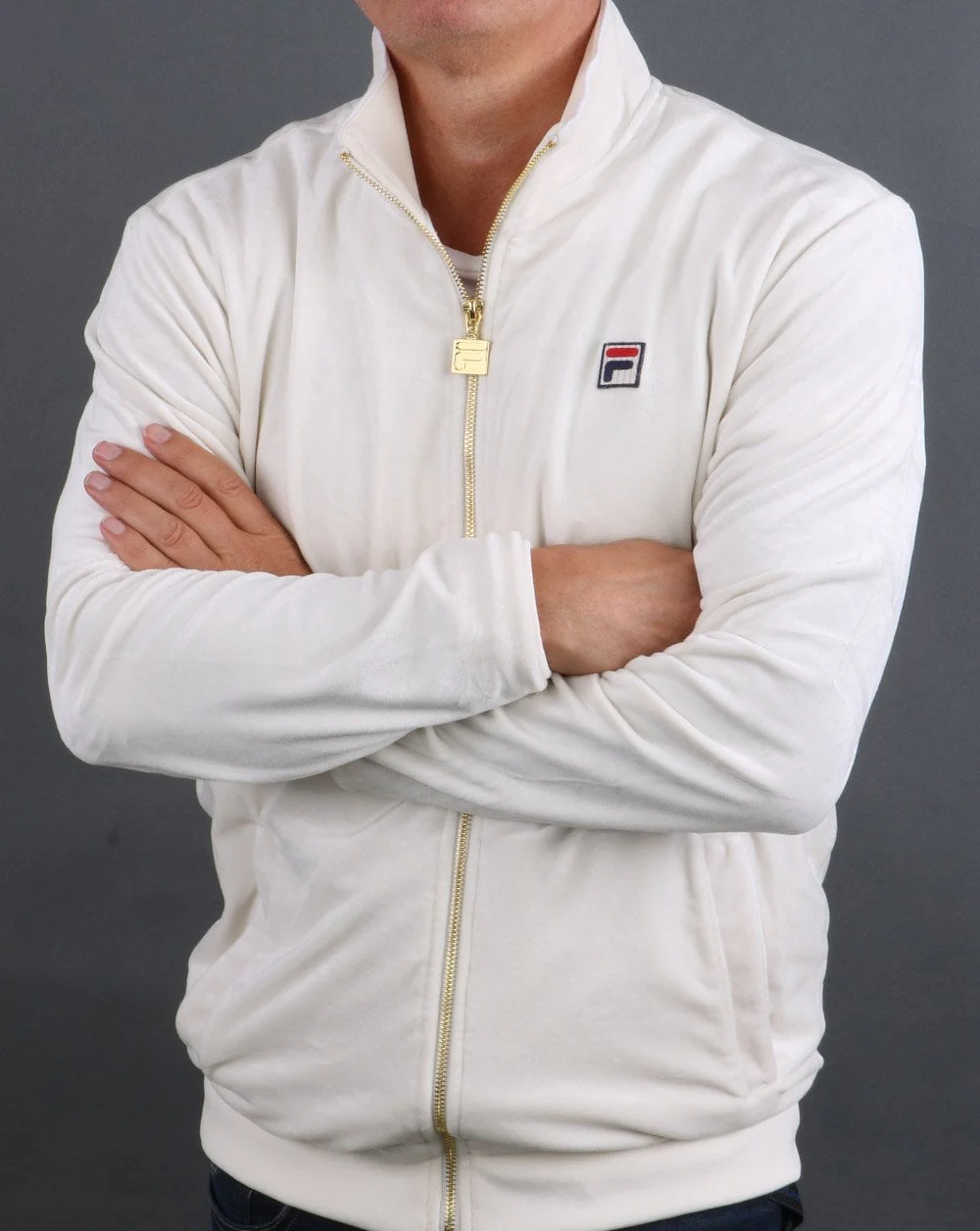 Fila Vintage Velour Track Top Cream - Image 4