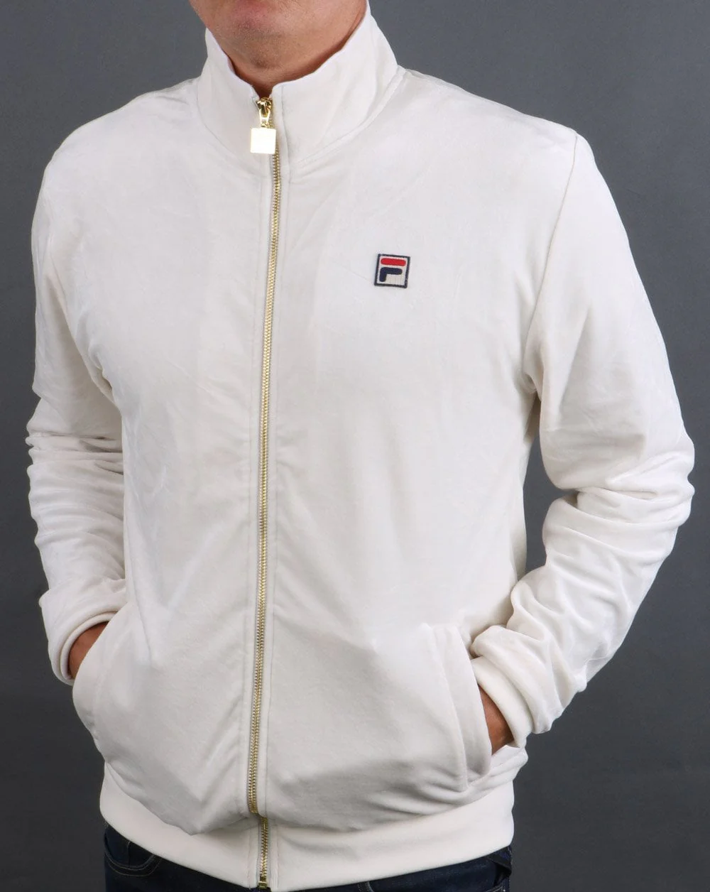 Fila Vintage Velour Track Top Cream - Image 5