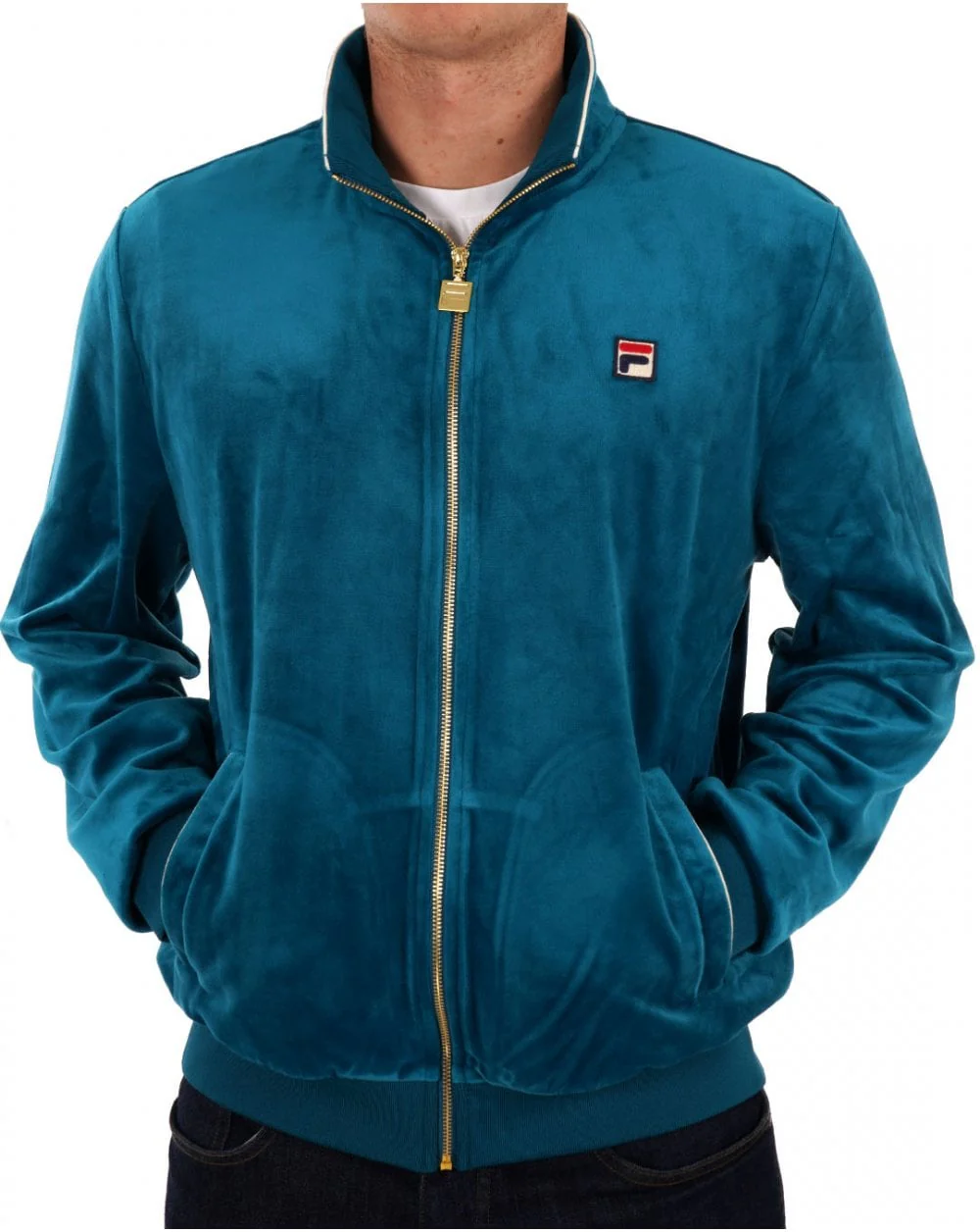 Fila Vintage Velour Track Top Deep Lagoon - Image 3