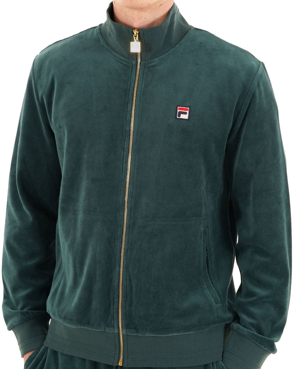 Fila Vintage Velour Track Top Green - Image 2