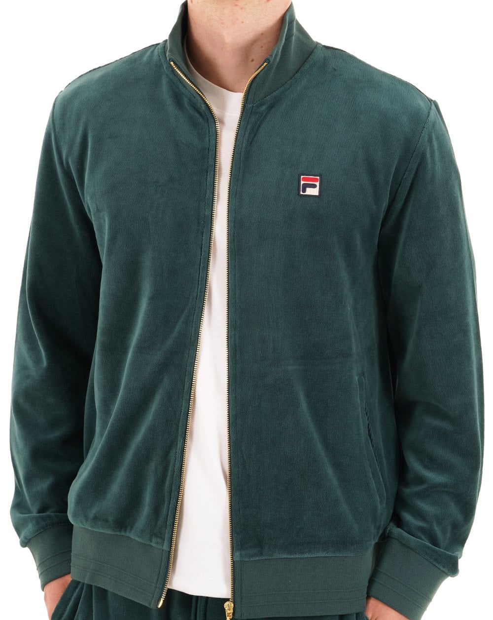 Fila Vintage Velour Track Top Green - Image 3