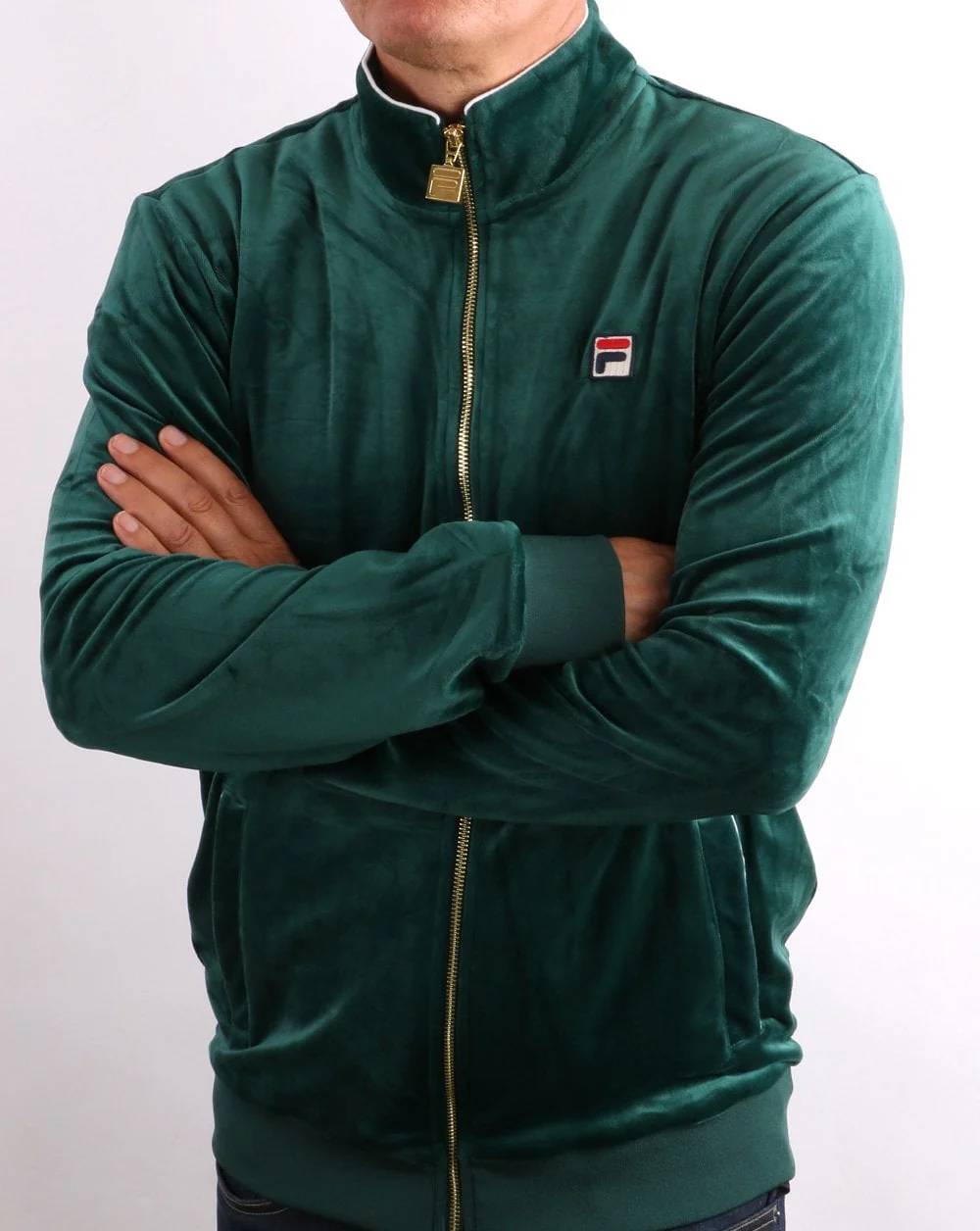 Fila Vintage Velour Track Top Green - Image 3