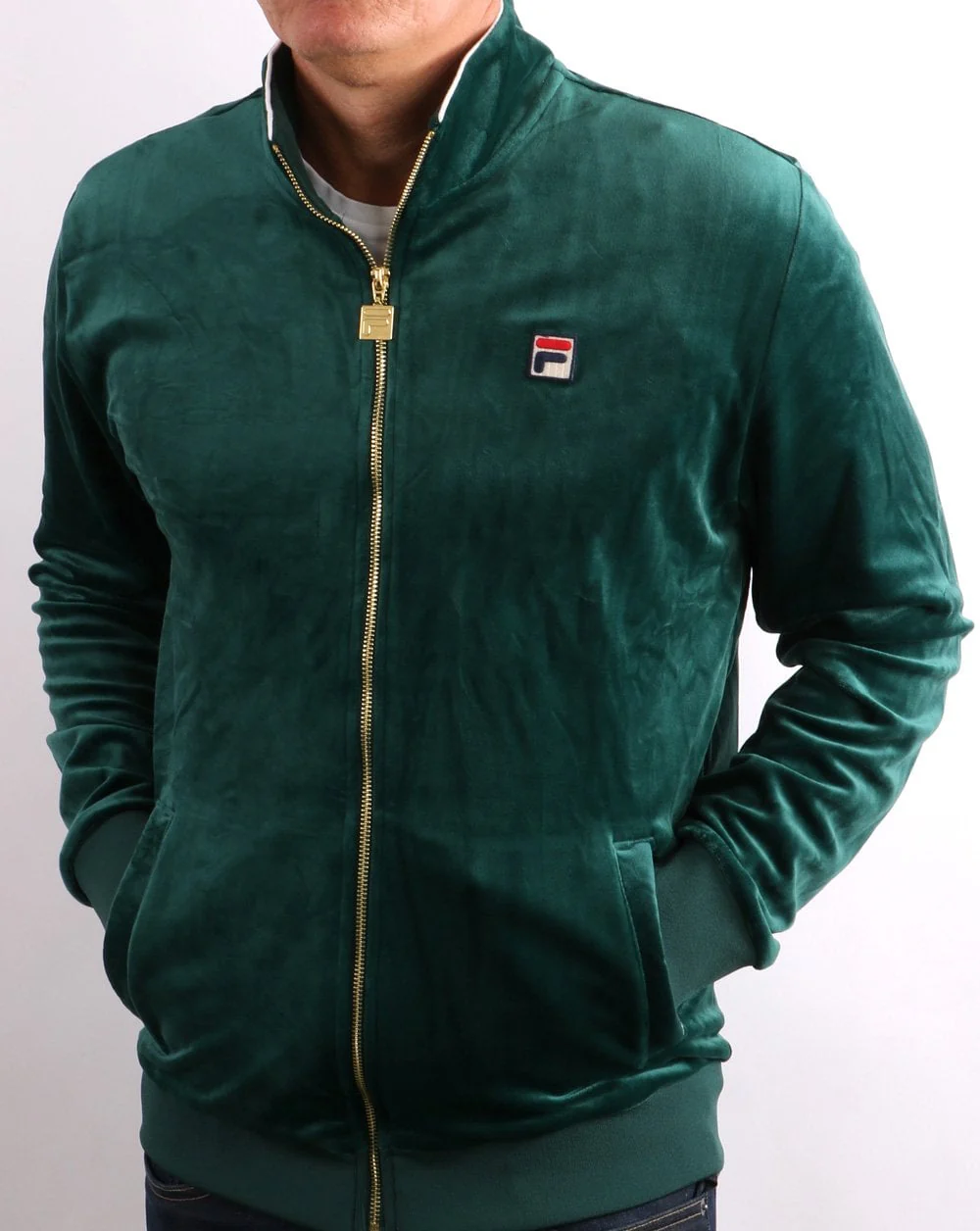 Fila Vintage Velour Track Top Green - Image 4