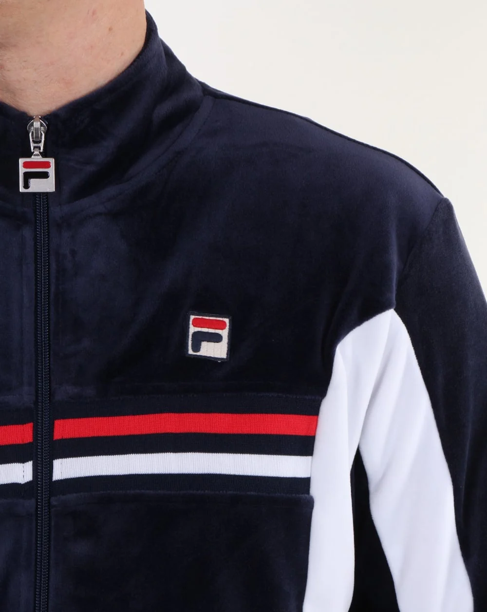 Fila Vintage Velour Track Top Navy - Image 2