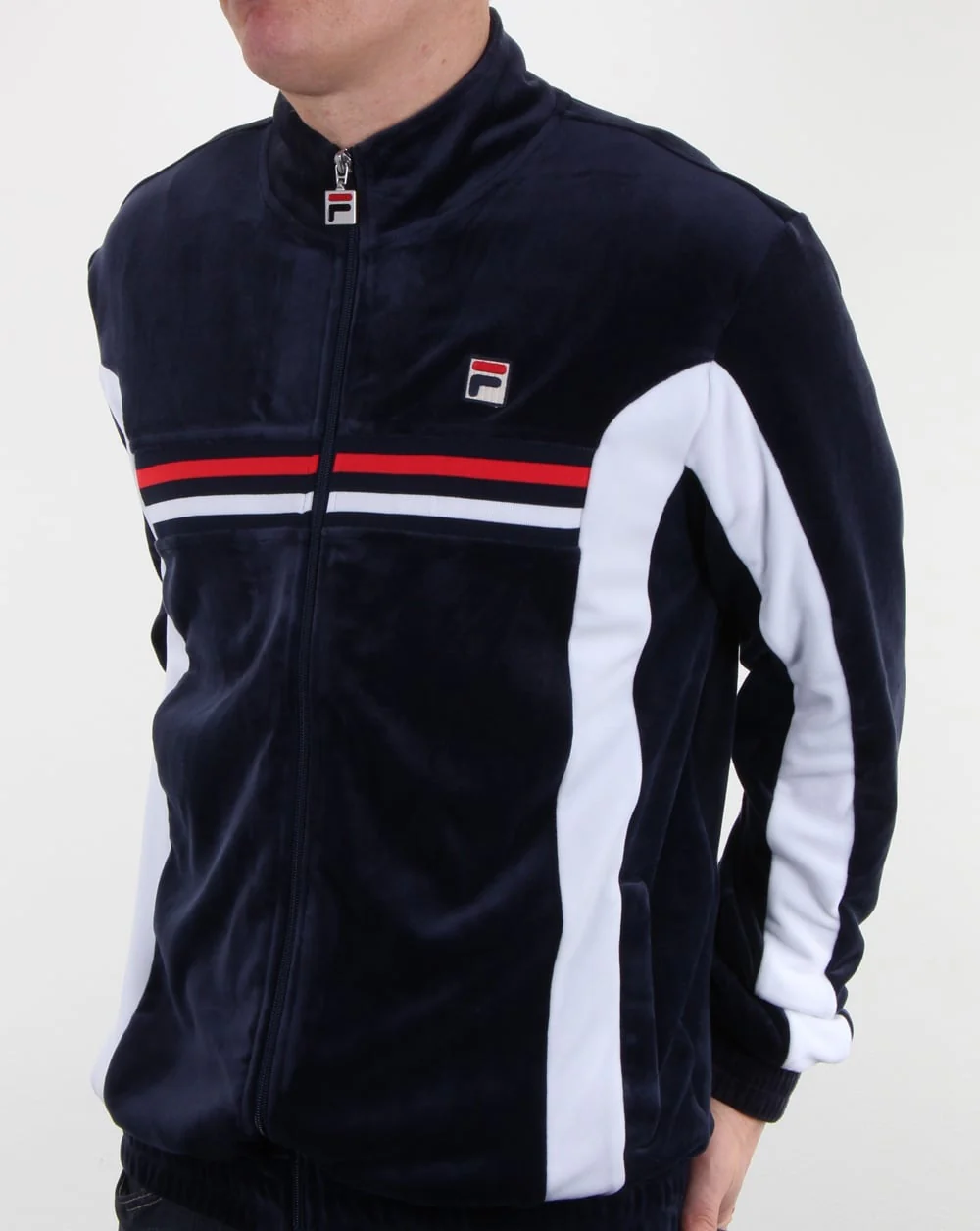 Fila Vintage Velour Track Top Navy - Image 4