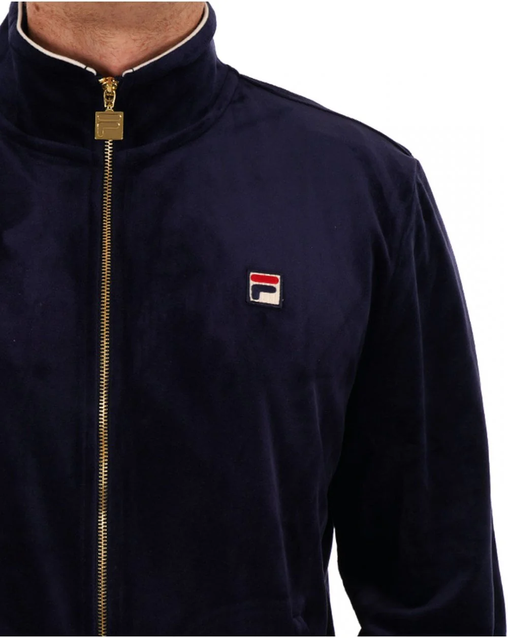 Fila Vintage Velour Track Top Navy - Image 2